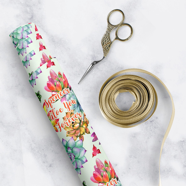 Succulents Wrapping Paper Rolls - Lifestyle 1