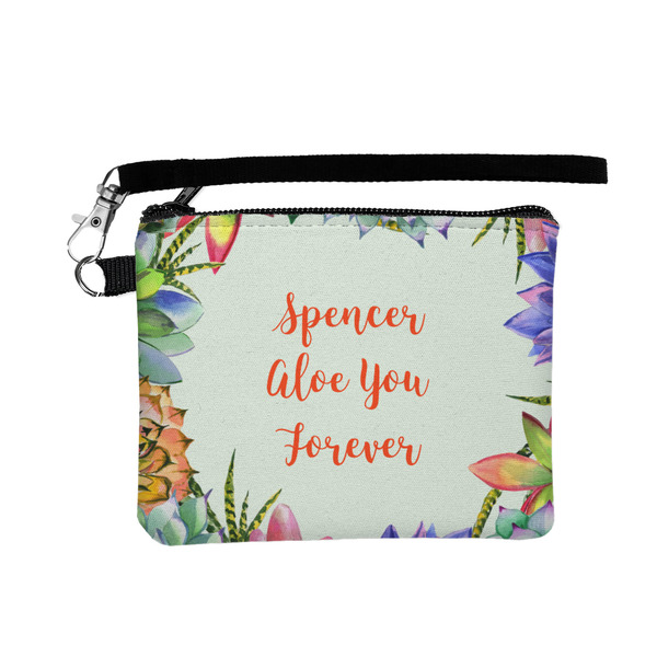 Custom Succulents Wristlet ID Case w/ Name or Text
