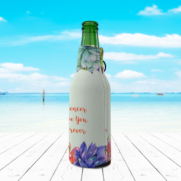 Succulents Zipper Bottle Cooler - LIFESTYLE