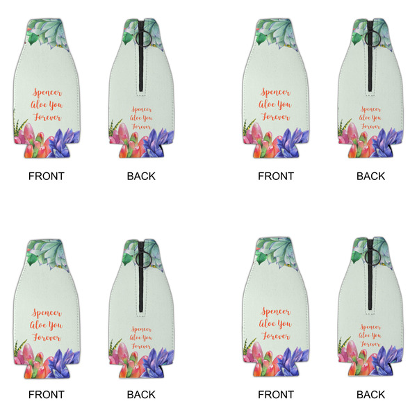 Succulents Zipper Bottle Cooler - Set of 4 - APPROVAL