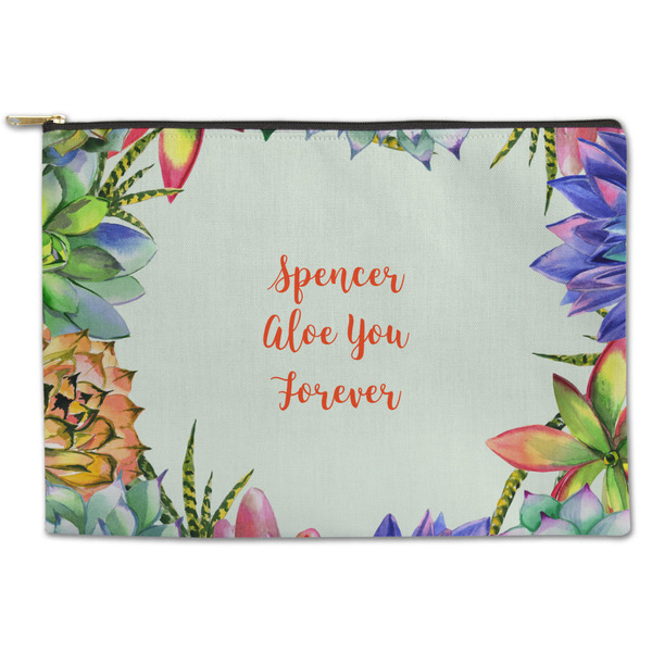 Custom Succulents Zipper Pouch - Large - 12.5"x8.5" (Personalized)
