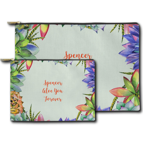 Succulents Zippered Pouches - Size Comparison