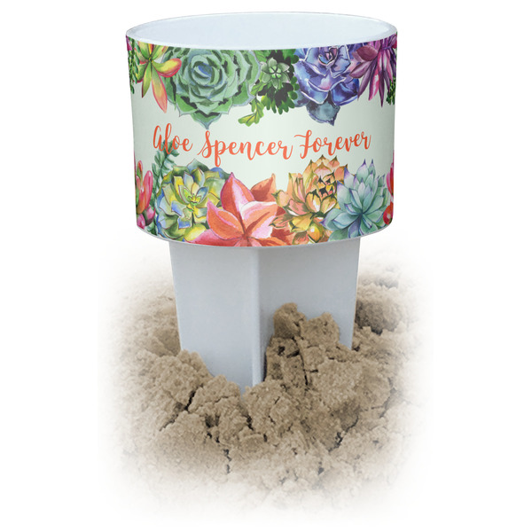 Custom Succulents White Beach Spiker Drink Holder (Personalized)