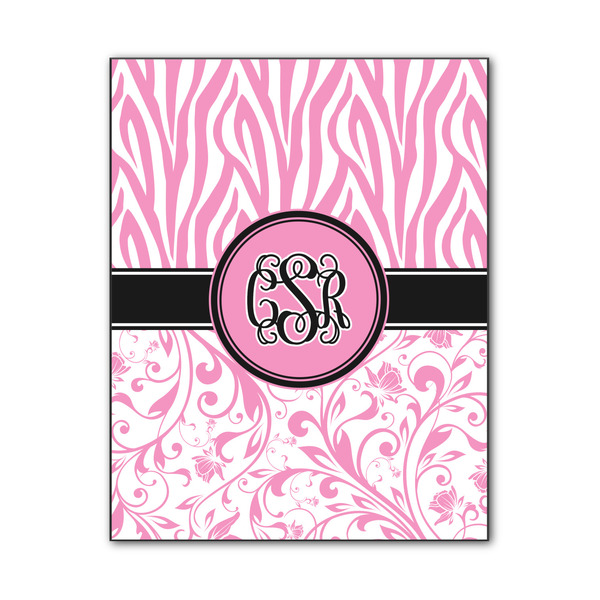 Custom Zebra & Floral Wood Print - 11x14 (Personalized)