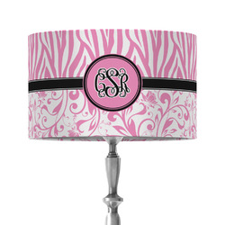 Zebra & Floral 12" Drum Lamp Shade - Fabric (Personalized)