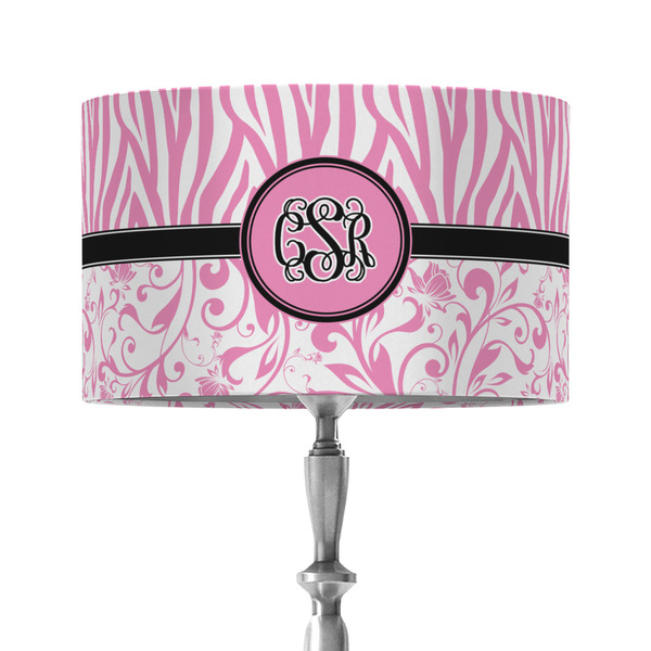 Custom Zebra & Floral 12" Drum Lamp Shade - Fabric (Personalized)