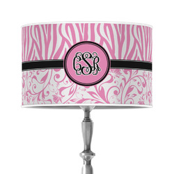 Zebra & Floral 12" Drum Lamp Shade - Poly-film (Personalized)