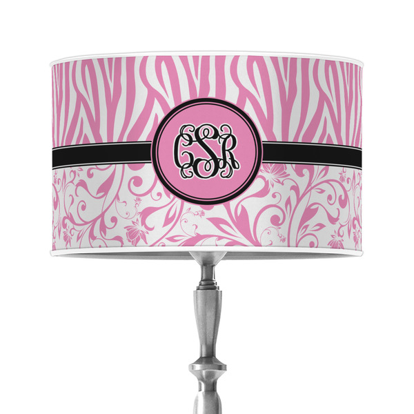 Custom Zebra & Floral 12" Drum Lamp Shade - Poly-film (Personalized)