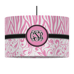 Zebra & Floral 12" Drum Pendant Lamp - Fabric (Personalized)