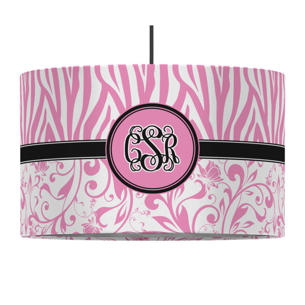 Zebra & Floral 12" Drum Lampshade - PENDANT (Fabric)