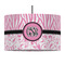 Zebra & Floral 12" Drum Pendant Lamp - Fabric (Personalized)