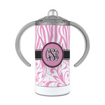 Zebra & Floral 12 oz Stainless Steel Sippy Cup (Personalized)