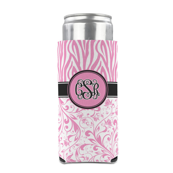 Zebra & Floral 12oz Tall Can Sleeve - FRONT (on can)