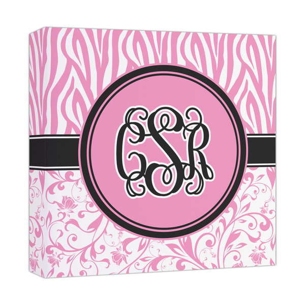 Custom Zebra & Floral Canvas Print - 12x12 (Personalized)