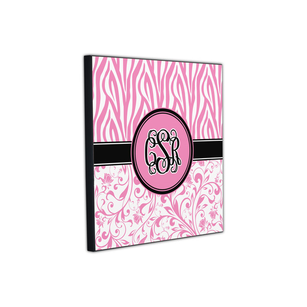 Zebra & Floral 12x12 Wood Print - Angle View