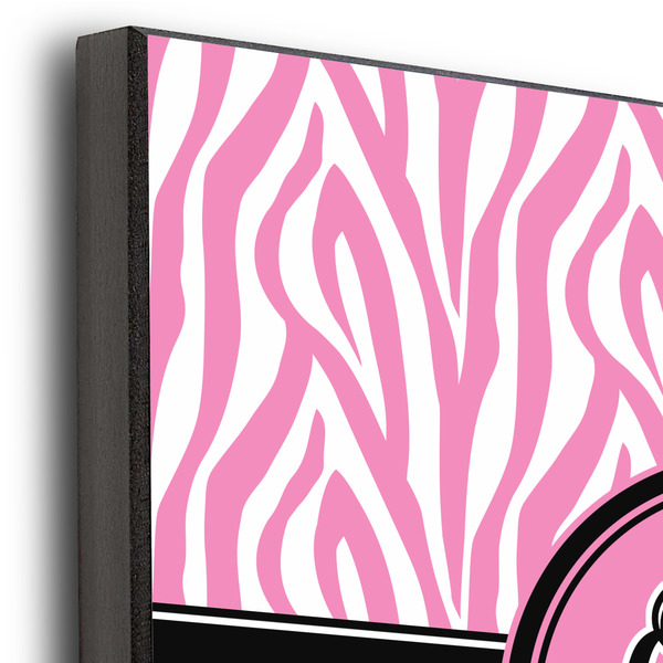 Zebra & Floral 12x12 Wood Print - Closeup