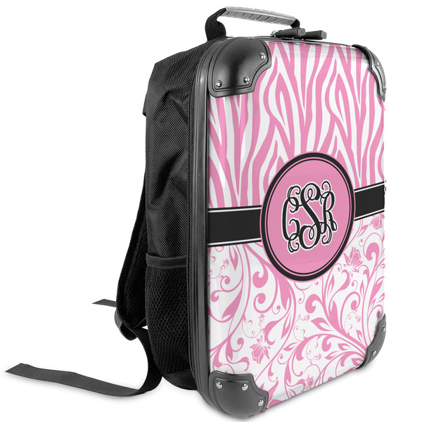 Custom Zebra & Floral Kids Hard Shell Backpack (Personalized)