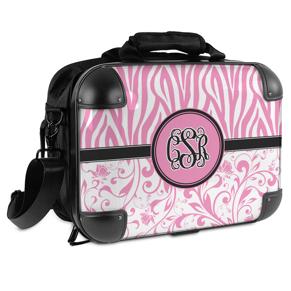 Custom Zebra & Floral Hard Shell Briefcase (Personalized)