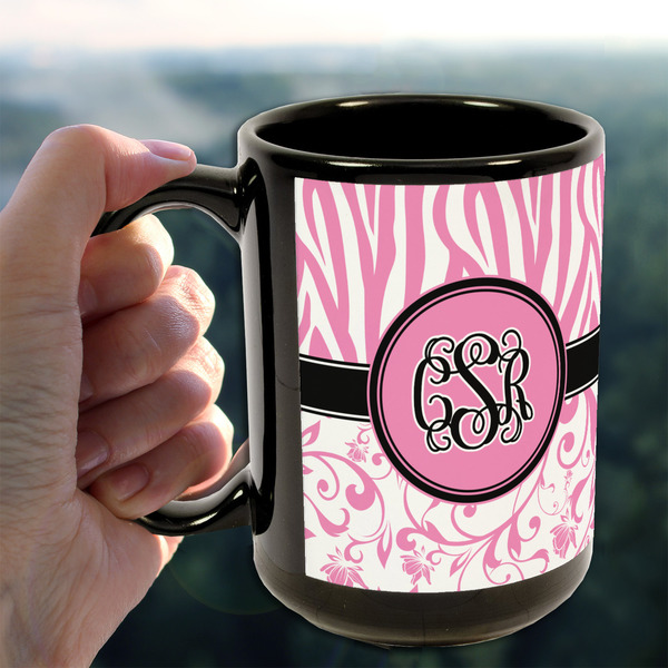 Zebra & Floral 15oz. Black Mug - LIFESTYLE