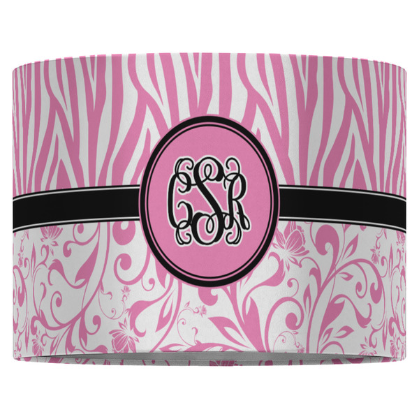 Zebra & Floral 16" Drum Lampshade - FRONT (Fabric)