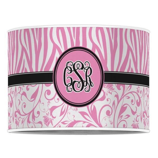 Zebra & Floral 16" Drum Lampshade - FRONT (Poly Film)