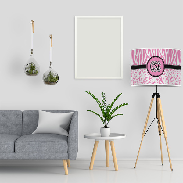 Zebra & Floral 16" Drum Lampshade - LIFESTYLE