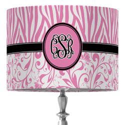 Zebra & Floral 16" Drum Lamp Shade - Fabric (Personalized)