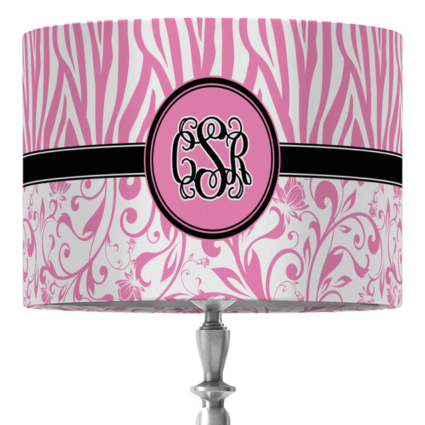 Custom Zebra & Floral 16" Drum Lamp Shade - Fabric (Personalized)