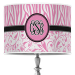 Zebra & Floral 16" Drum Lamp Shade - Poly-film (Personalized)