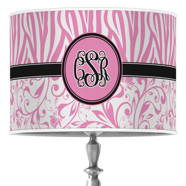 Custom Zebra & Floral 16" Drum Lamp Shade - Poly-film (Personalized)