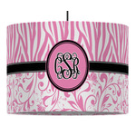 Zebra & Floral Drum Pendant Lamp (Personalized)
