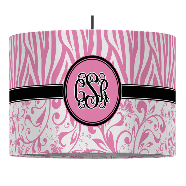Custom Zebra & Floral Drum Pendant Lamp (Personalized)