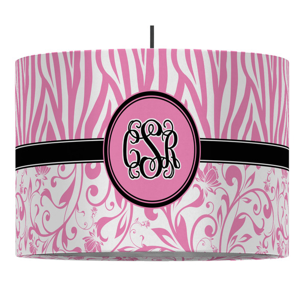 Zebra & Floral 16" Drum Lampshade - PENDANT (Fabric)