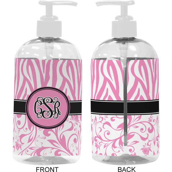 Zebra & Floral 16 oz Plastic Liquid Dispenser- Approval- White