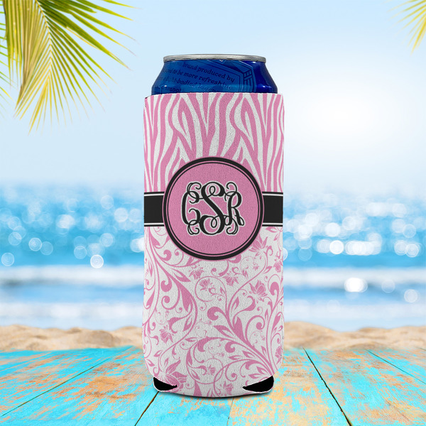 Zebra & Floral 16oz Can Sleeve - LIFESTYLE