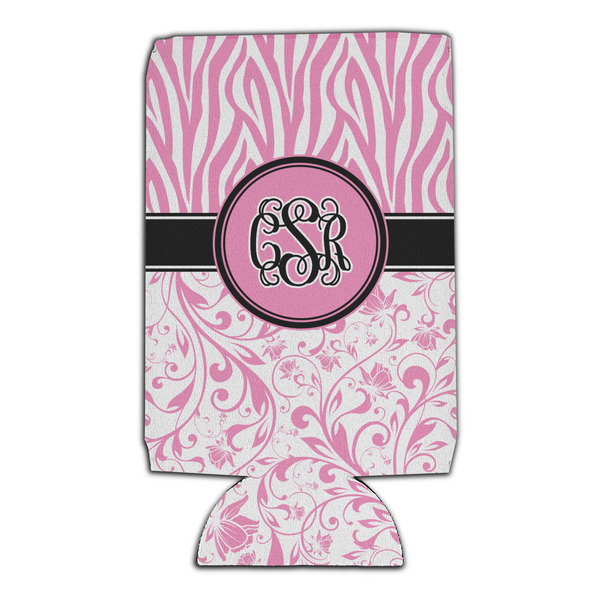 Zebra & Floral 16oz Can Sleeve - Set of 4 - FRONT