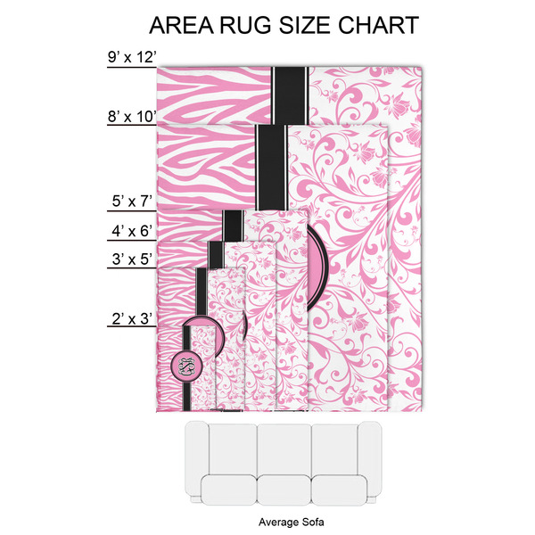 Zebra & Floral 2'x3' Indoor Area Rugs - Size Chart