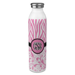 Zebra & Floral 20oz Stainless Steel Water Bottle - Full Print (Personalized)