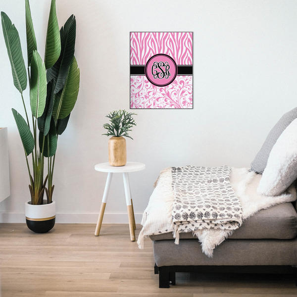 Zebra & Floral 20x24 Wood Print - In Context