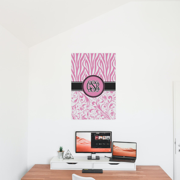 Zebra & Floral 20x30 - Matte Poster - On the Wall