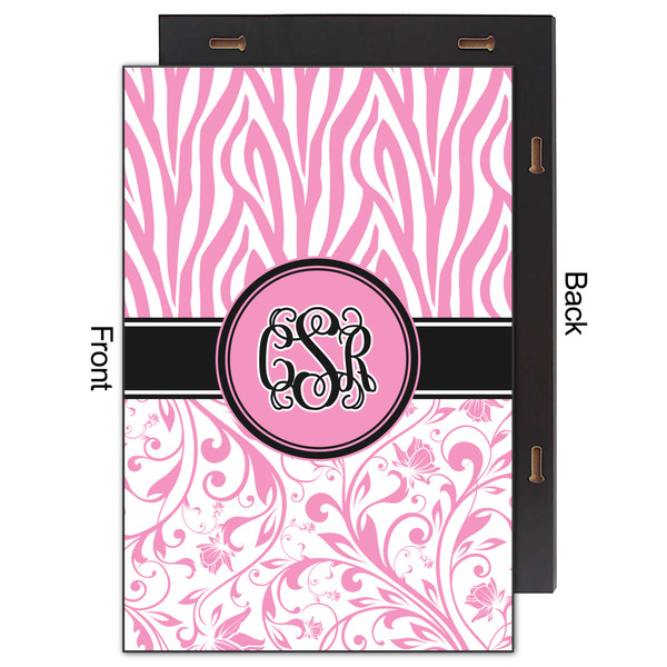 Zebra & Floral 20x30 Wood Print - Front & Back View