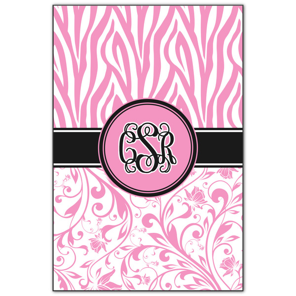 Custom Zebra & Floral Wood Print - 20x30 (Personalized)