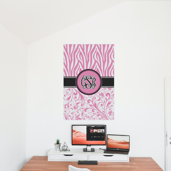 Zebra & Floral 24x36 - Matte Poster - On the Wall