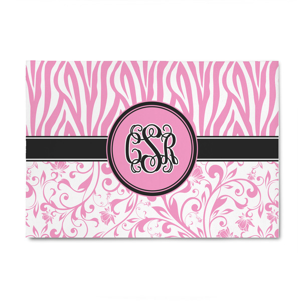 Custom Zebra & Floral 4' x 6' Patio Rug (Personalized)