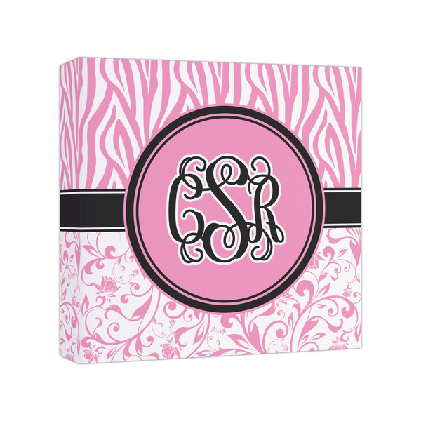 Custom Zebra & Floral Canvas Print - 8x8 (Personalized)