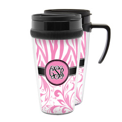 Zebra & Floral Acrylic Travel Mug (Personalized)