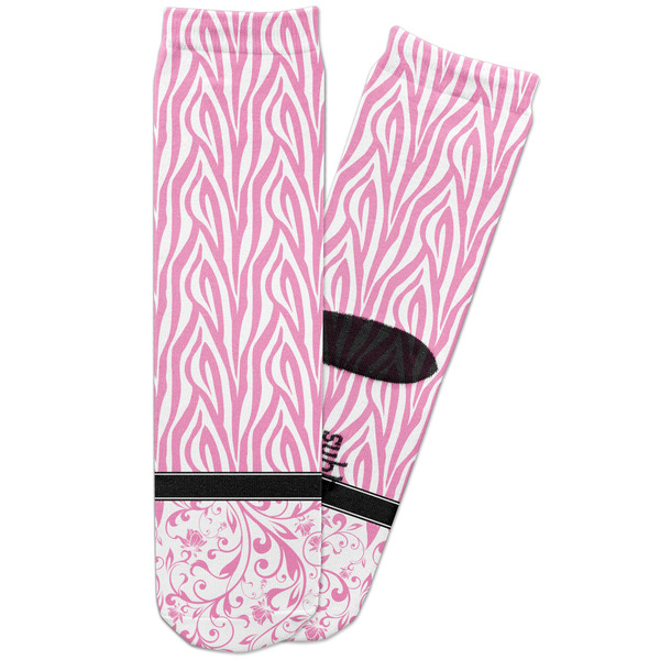 Custom Zebra & Floral Adult Crew Socks