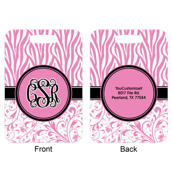 Zebra & Floral Aluminum Luggage Tag (Front + Back)