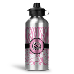 Zebra & Floral Water Bottle - Aluminum - 20 oz (Personalized)