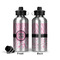 Zebra & Floral Aluminum Water Bottle - Front and Back